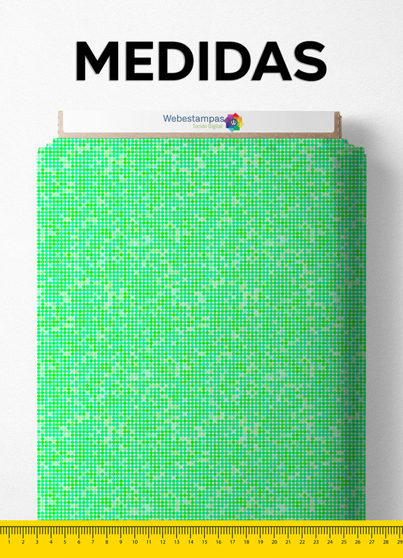 Tecido Cetim Estampa Digital Bolinhas Verde Neon 1,40m de Largura