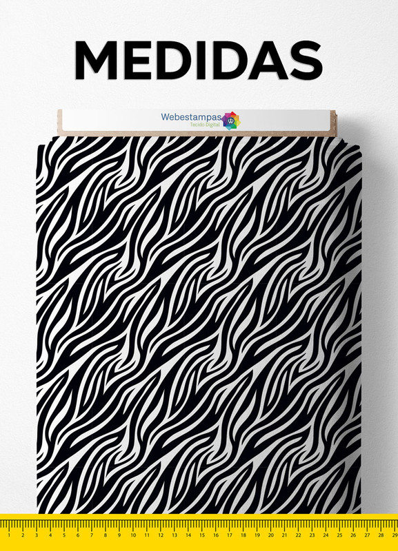 Tecido Cetim Estampa Digital Zebra Ondulada 1,40m de Largura