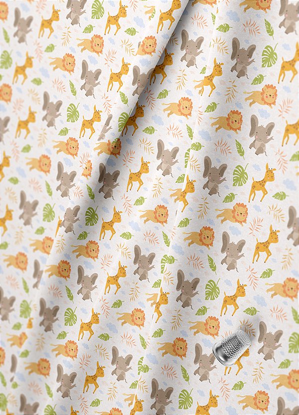Tecido Cotton Estampa Digital Animais Do Safári 1,60m de Largura