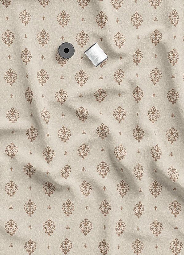 Tecido Cotton Estampa Digital Arabesco Mini Marrom 1,60m de Largura