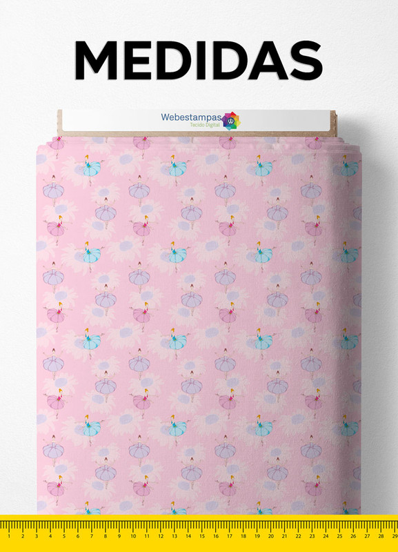 Tecido Cotton Estampa Digital Bailarina Floral 1,60m de Largura