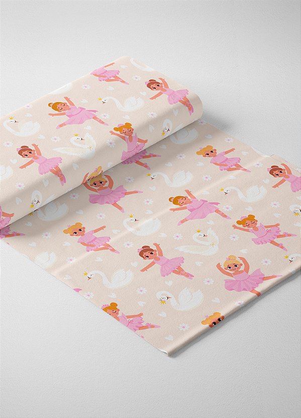 Tecido Cotton Estampa Digital Bailarinas e Cisne 1,60m de Largura