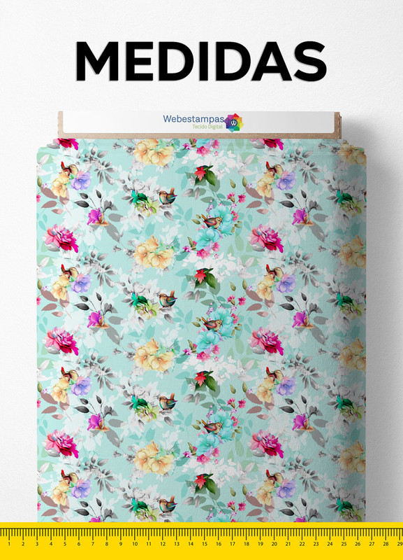 Tecido Cotton Estampa Digital Floral 166 com 1,60m de Largura