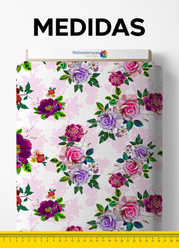 Tecido Cotton Estampa Digital Floral 73 com 1,60m de Largura