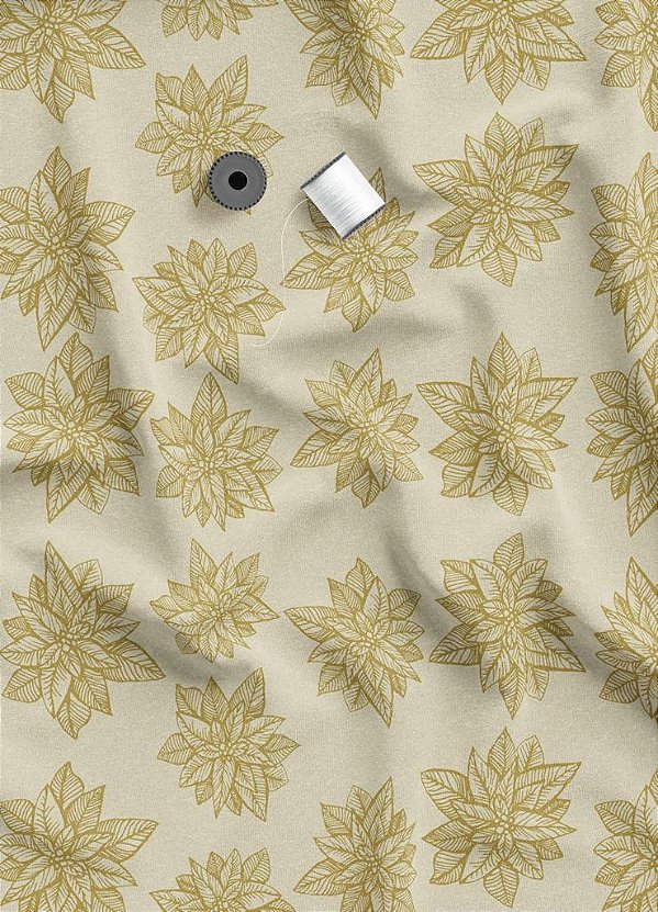 Tecido Cotton Estampa Digital Folhas Natalinas 1,60 de Largura