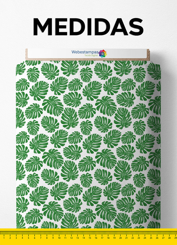 Tecido Cotton Estampa Digital Folha Verde 1,60m de Largura