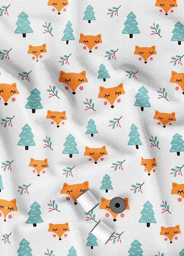Tecido Cotton Estampa Digital Fox 1,60m de Largura