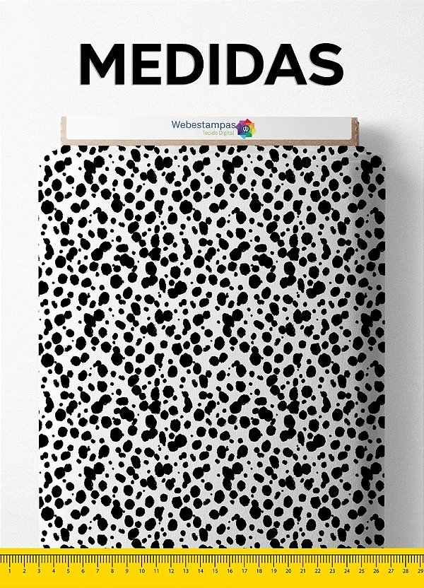 Tecido Cotton Estampa Digital Onça Preto e Branco 1,60m de Largura