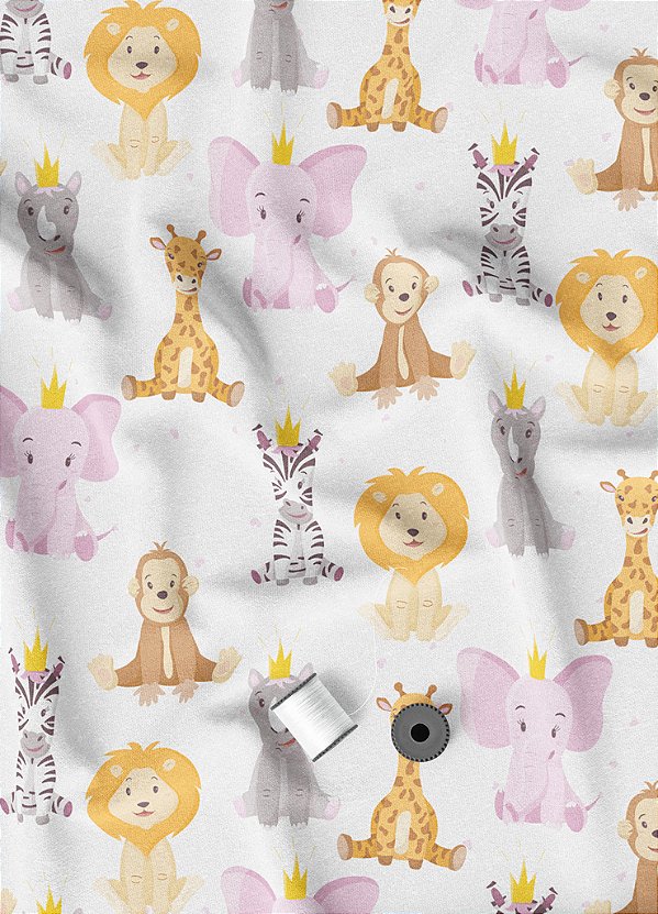 Tecido Cotton Estampa Digital Reino Animal 1,60m de Largura