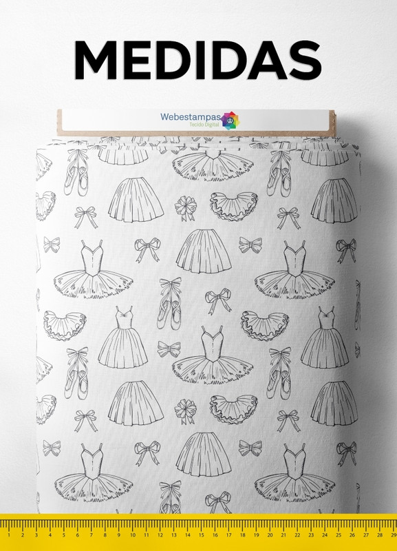 Tecido Cotton Estampa Digital Vestido de Balé 1,60m de Largura