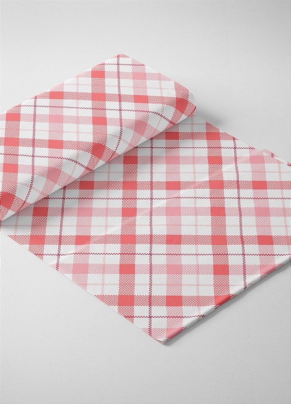 Tecido Cotton Estampa Digital Xadrez Tradicinal Vermelho 1,60m de Largura