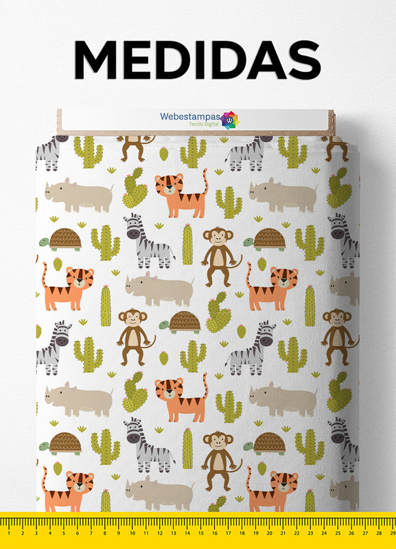 Tecido Microfibra Estampa Digital Bichinhos Felizes 1,55m de Largura