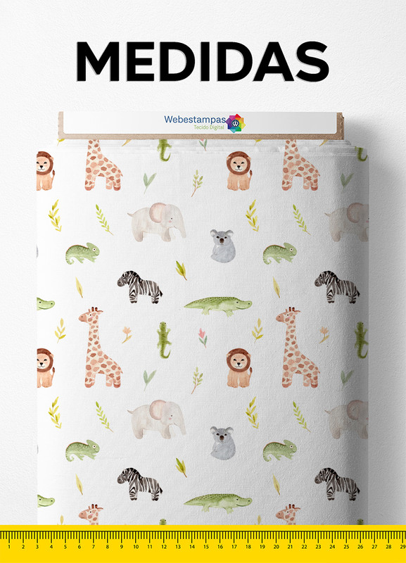 Tecido Microfibra Estampa Digital Aquarela Bichinhos 1,55m de Largura