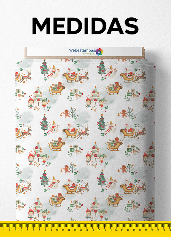 Tecido Microfibra Estampa Digital Papai Noel 1,55m de Largura