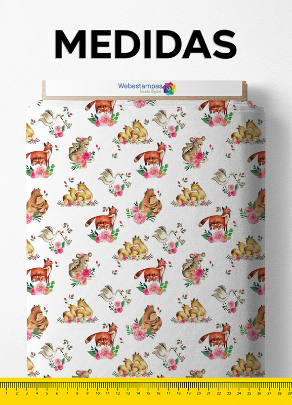 Tecido Microfibra Estampa Digital Primavera dos Animais 1,55m de Largura