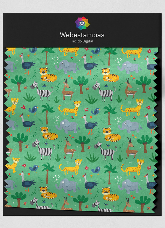 Tecido Microfibra Estampa Digital Animal Forest 1,55m de Largura
