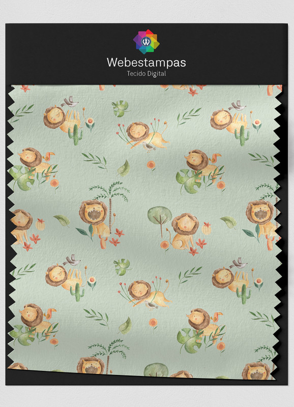 Tecido Microfibra Estampa Digital Leãozinho Brincando 1,55m de Largura