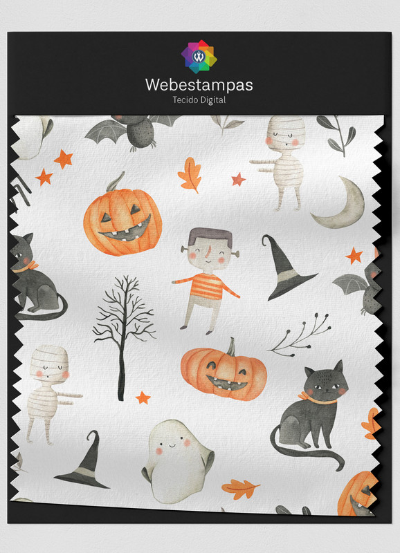 Tecido Microfibra Estampa Digital Halloween 1,55m de Largura