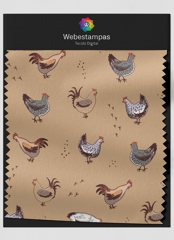 Tecido Microfibra Estampa Digital Galinhas 1,55m de Largura