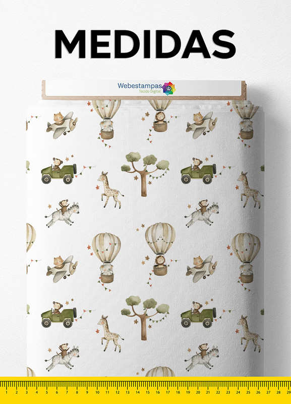 Tecido Microfibra Estampa Digital Diversão dos Animais 1,55m de Largura