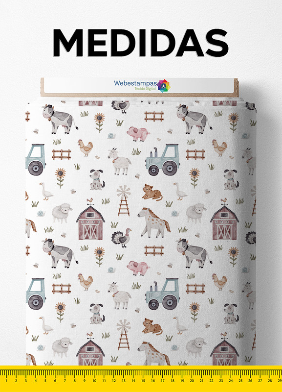 Tecido Microfibra Estampa Digital Animal Farm 1,55m de Largura
