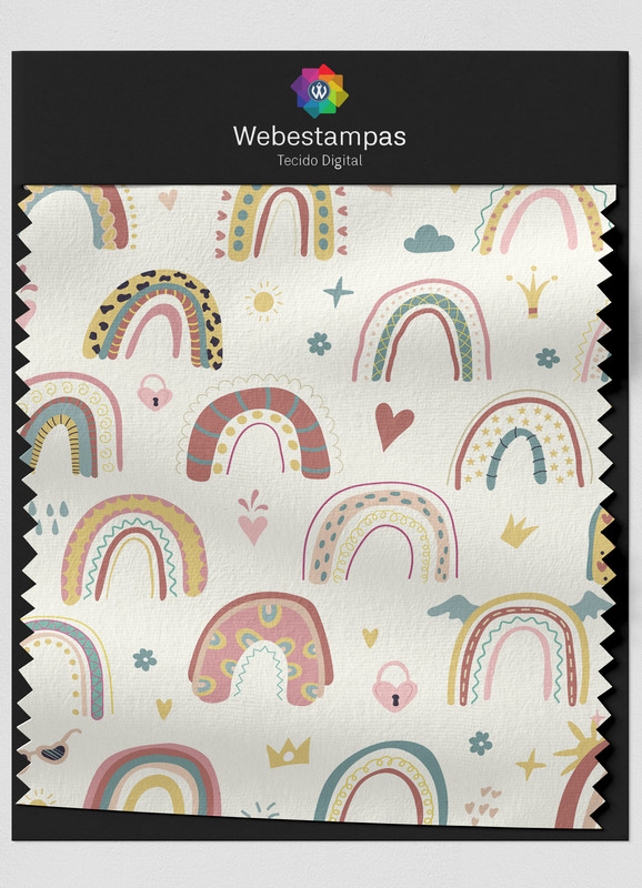 Tecido Microfibra Estampa Digital Arco-íris Coloridos 1,55m de Largura