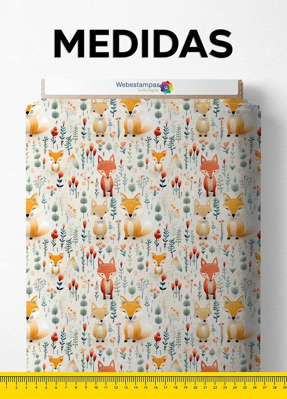 Tecido Microfibra Estampa Digital Raposa Sorridente 1,55m de Largura