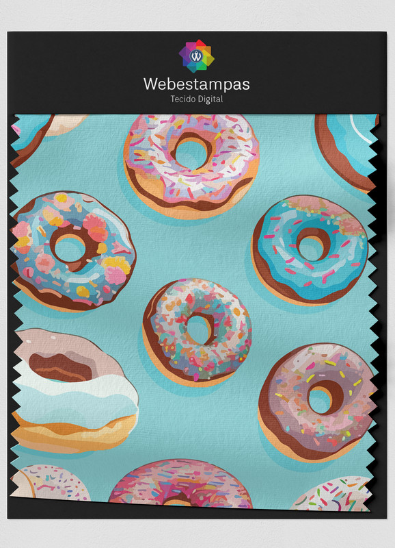 Tecido Microfibra Estampa Digital Rosquinhas 1,55m de Largura