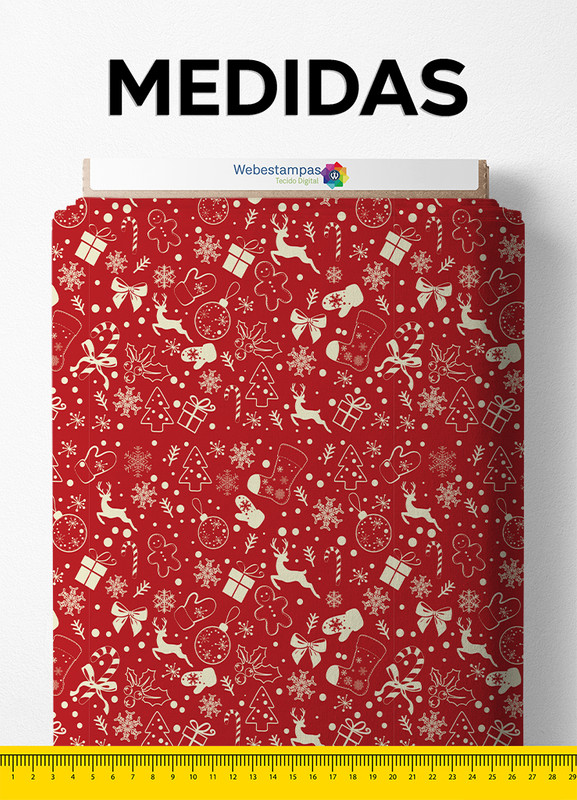 Tecido Microfibra Estampa Digital Rena Fundo Vermelho 1,55m de Largura
