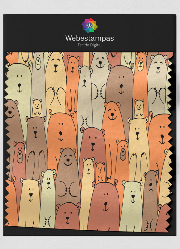 Tecido Microfibra Estampa Digital Ursinhos 1,55m de Largura