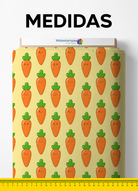 Tecido Microfibra Estampa Digital Cenourinhas 1,55m de Largura