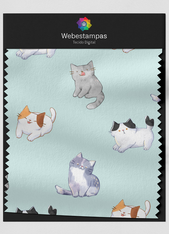 Tecido Microfibra Estampa Digital Gatitos 1,55m de Largura