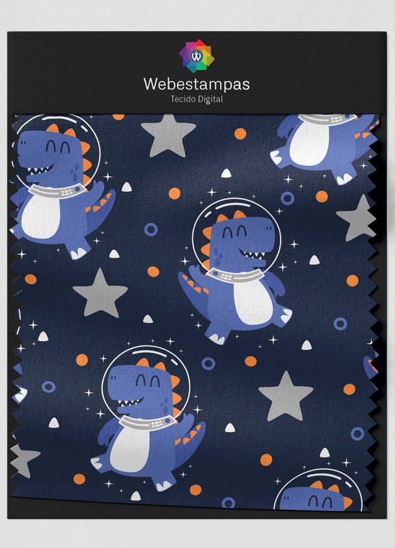 Tecido Microfibra Estampa Digital Dinossauro Astronauta 1,55m de Largura