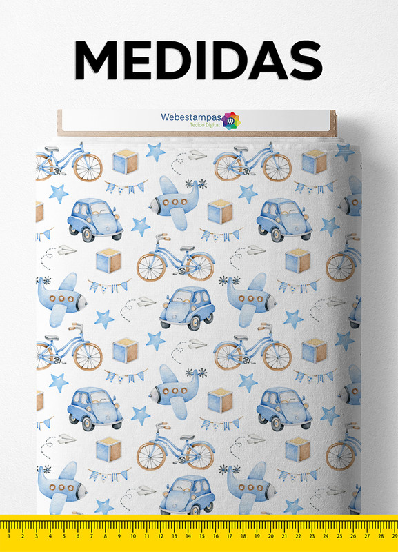 Tecido Microfibra Estampa Digital Brinquedos Aquarela 1,55m de Largura