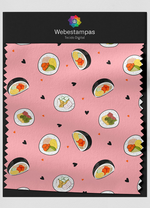 Tecido Microfibra Estampa Digital Sushi 1,55m de Largura