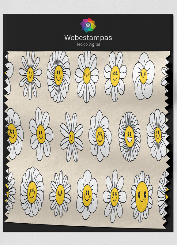 Tecido Microfibra Estampa Digital Daisies 1,55m de Largura