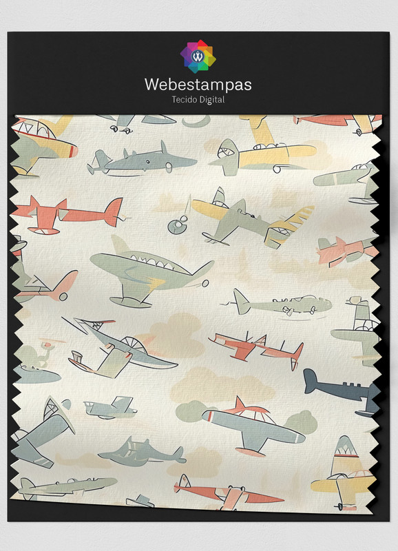 Tecido Microfibra Estampa Digital Esquadrilha 1,55m de Largura