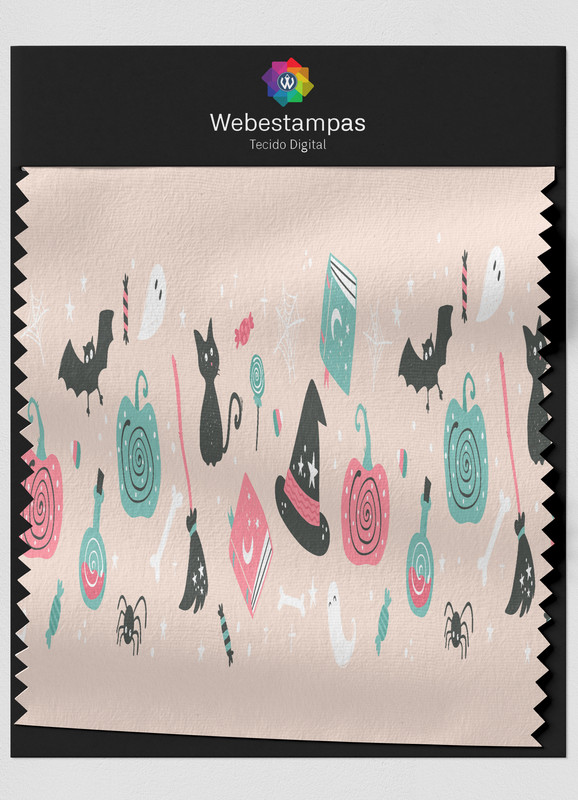 Tecido Microfibra Estampa Digital Dia das Bruxas 1,55m de Largura