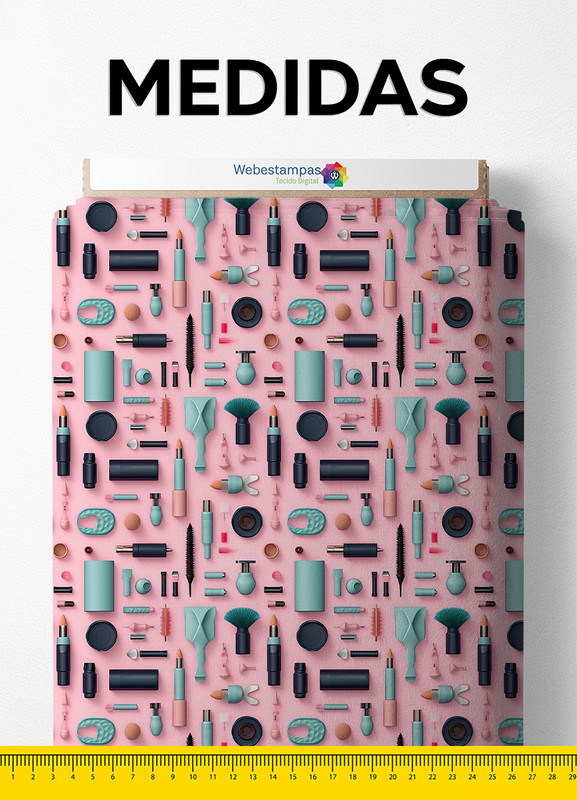 Tecido Microfibra Estampa Digital Maquiagens 1,55m de Largura