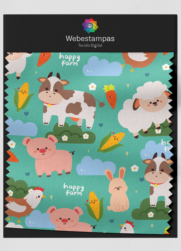 Tecido Microfibra Estampa Digital Happy Farm 1,55m de Largura