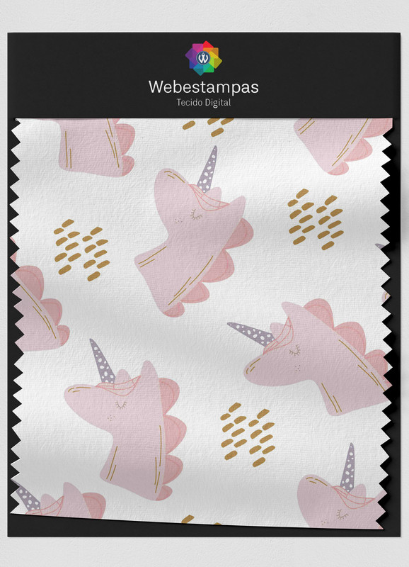 Tecido Microfibra Estampa Digital Unicórnio Rosa Fofo 1,55m de Largura