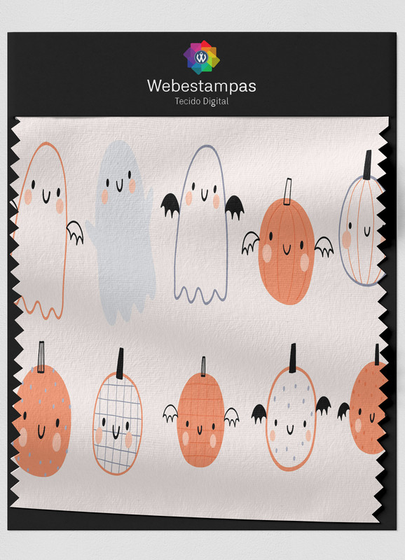 Tecido Microfibra Estampa Digital Halloween Fantasma 1,55m de Largura