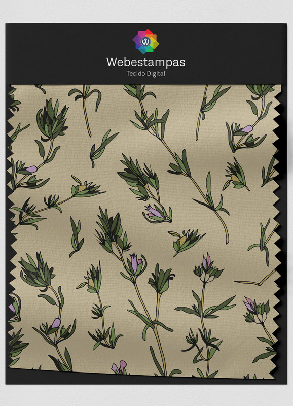 Tecido Micropercal Estampa Digital Florzinha Fundo Verde 1,55m de Largura