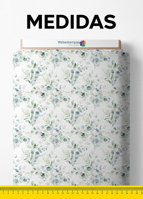 Tecido Micropercal Estampa Digital Folhas 4 com 1,55m de Largura