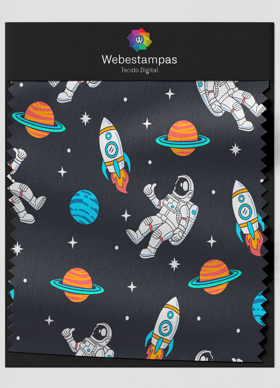 Tecido Micropercal Estampa Digital Astronauta no Espaço 1,55m de Largura