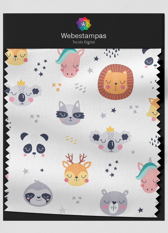 Tecido Helanca Estampa Digital Animaizinhos Fofinhos 1,55m de Largura