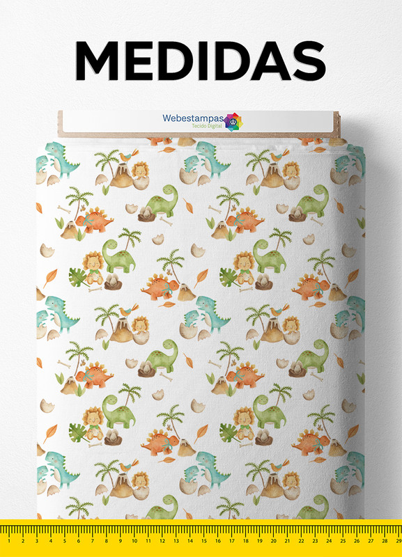 Tecido Helanca Estampa Digital Baby Dinos 1,55m de Largura