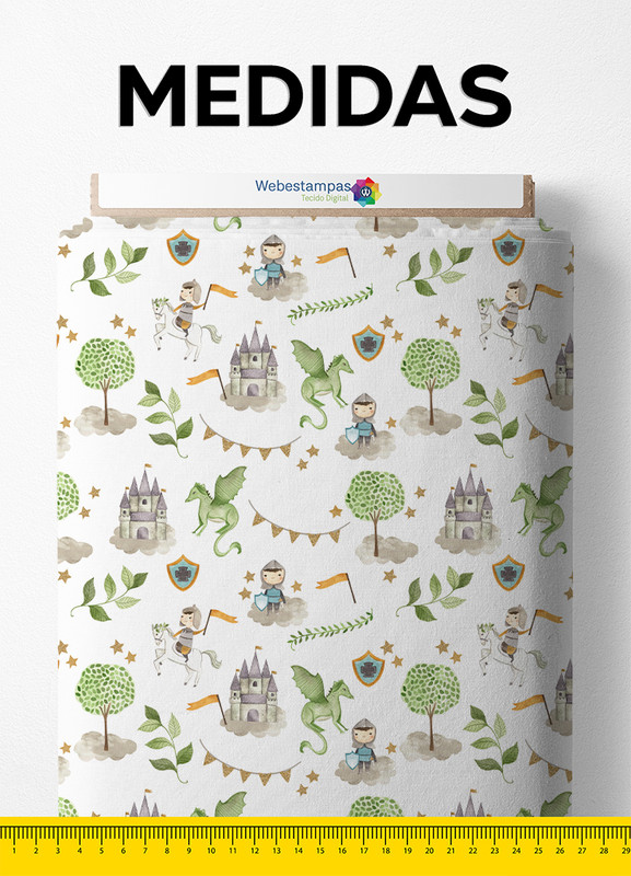 Tecido Helanca Estampa Digital Cavaleiros 1,55m de Largura