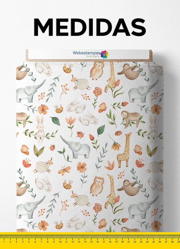 Tecido Helanca Estampa Digital Bichinhos na Natureza 1,55m de Largura