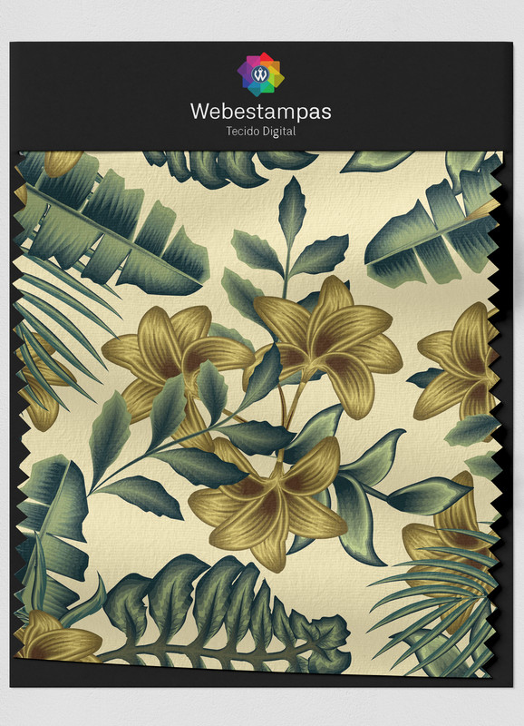 Tecido Helanca Estampa Digital Folhas 15 com 1,55m de Largura